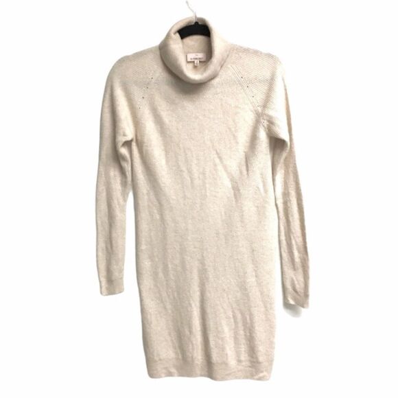 ARITZIA Wool Alpaca Turtleneck Long Sleeve Sweater Dress Cream Wheat XS - Picture 1 of 4